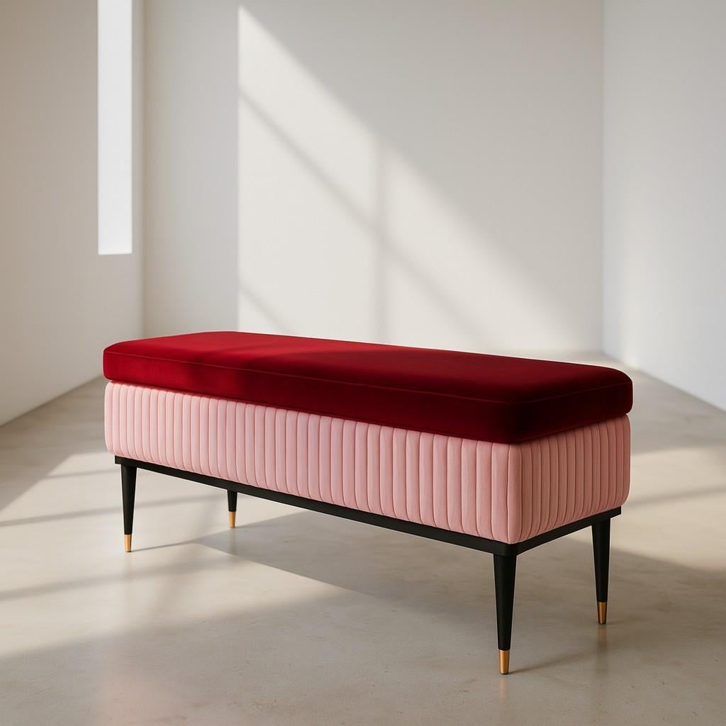 Bank im Art-Déco-Stil mit zweifarbigem Design aus Samt und lackiertem Holz im Angebot 2