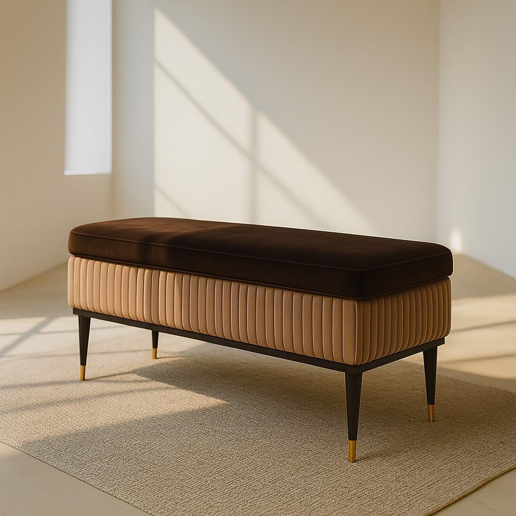 Bank im Art-Déco-Stil mit zweifarbigem Design aus Samt und lackiertem Holz im Angebot 3