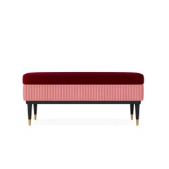 Art Deco Style Bench Featuring Two-Tone Design In Velvet & Lacquered Wood