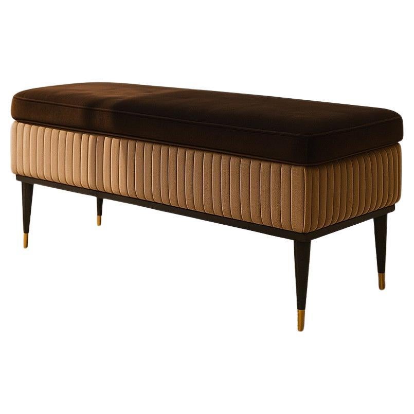 Bank im Art-Déco-Stil mit zweifarbigem Design aus Samt und lackiertem Holz im Angebot