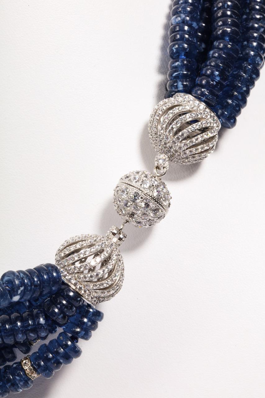 Art Deco Costume Jewelry Bergdorf Goodman Sapphire  Necklace by Clive Kandel In New Condition For Sale In New York, NY