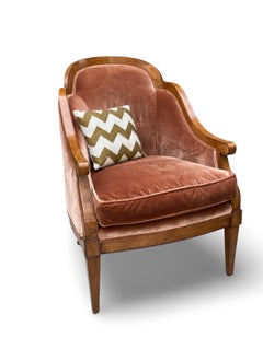 Art Deco Stil Bergère Lachsfarbener Samt CustomChair von A. Rudin