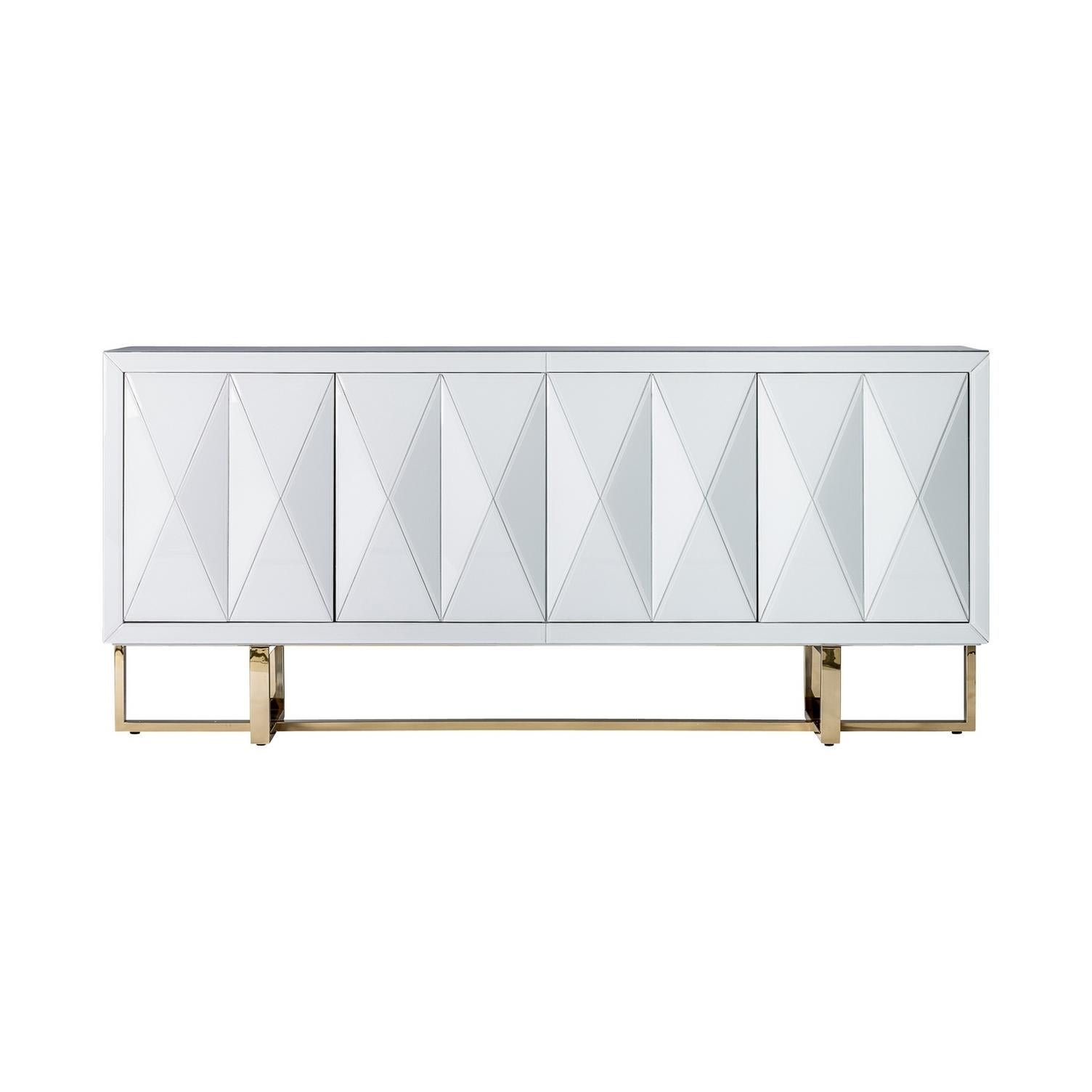 Contemporary Art Deco Style Beveled Glass Design Sideboard