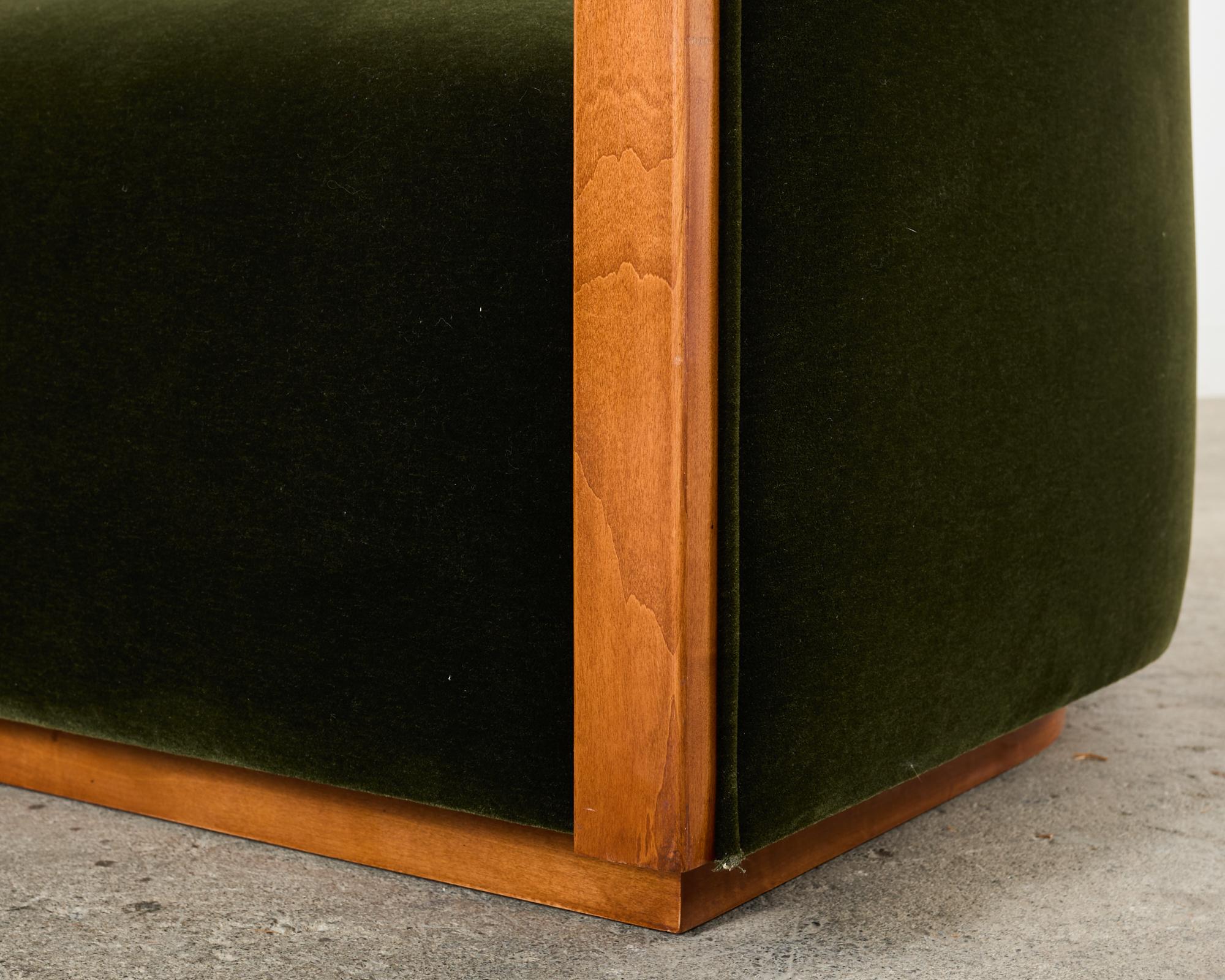 Art Deco Style Birch Mohair Sofa Settee After Jules Leleu For Sale 12