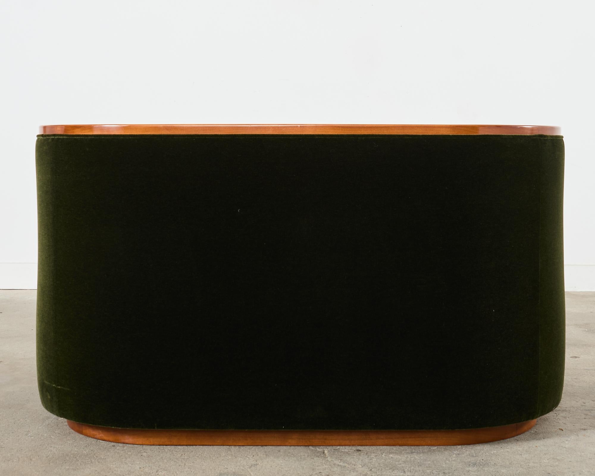 Art Deco Style Birch Mohair Sofa Settee After Jules Leleu For Sale 14