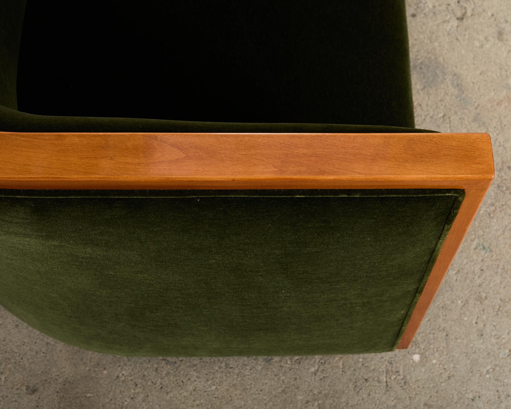 Art Deco Style Birch Mohair Sofa Settee After Jules Leleu For Sale 2