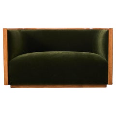 Divano in mohair di betulla in stile Art Deco dopo Jules Leleu