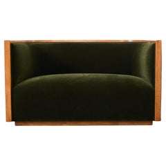 Art Deco Style Birch Mohair Sofa Settee After Jules Leleu