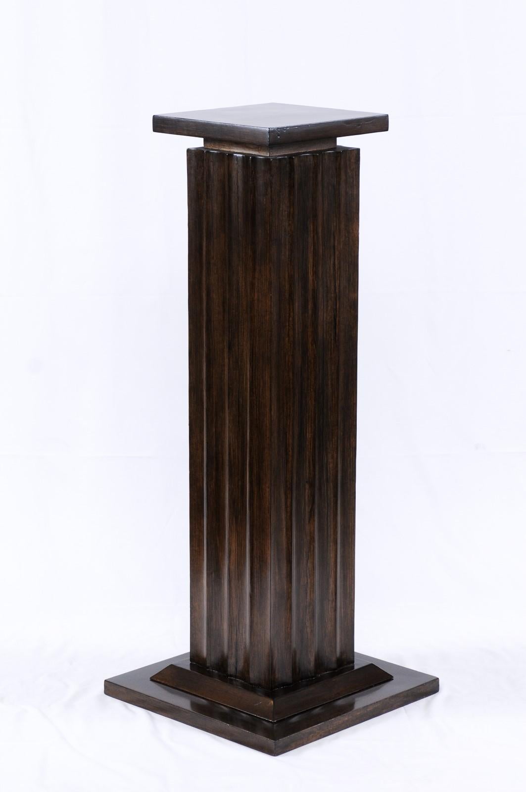 Wood Art Deco Style Bird's-Eye Veneered Pedestal/Column