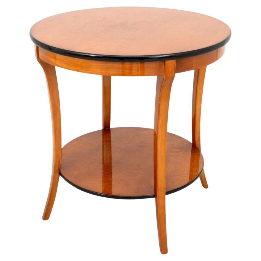 Art Deco Style Birdseye Maple Round Side Table