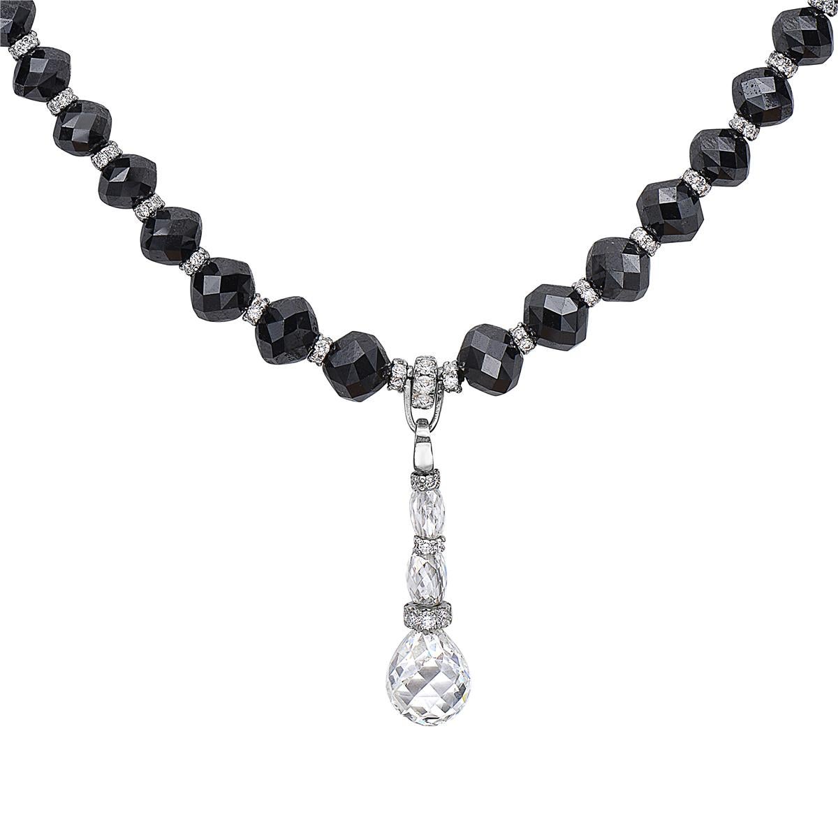 black beads diamond pendant