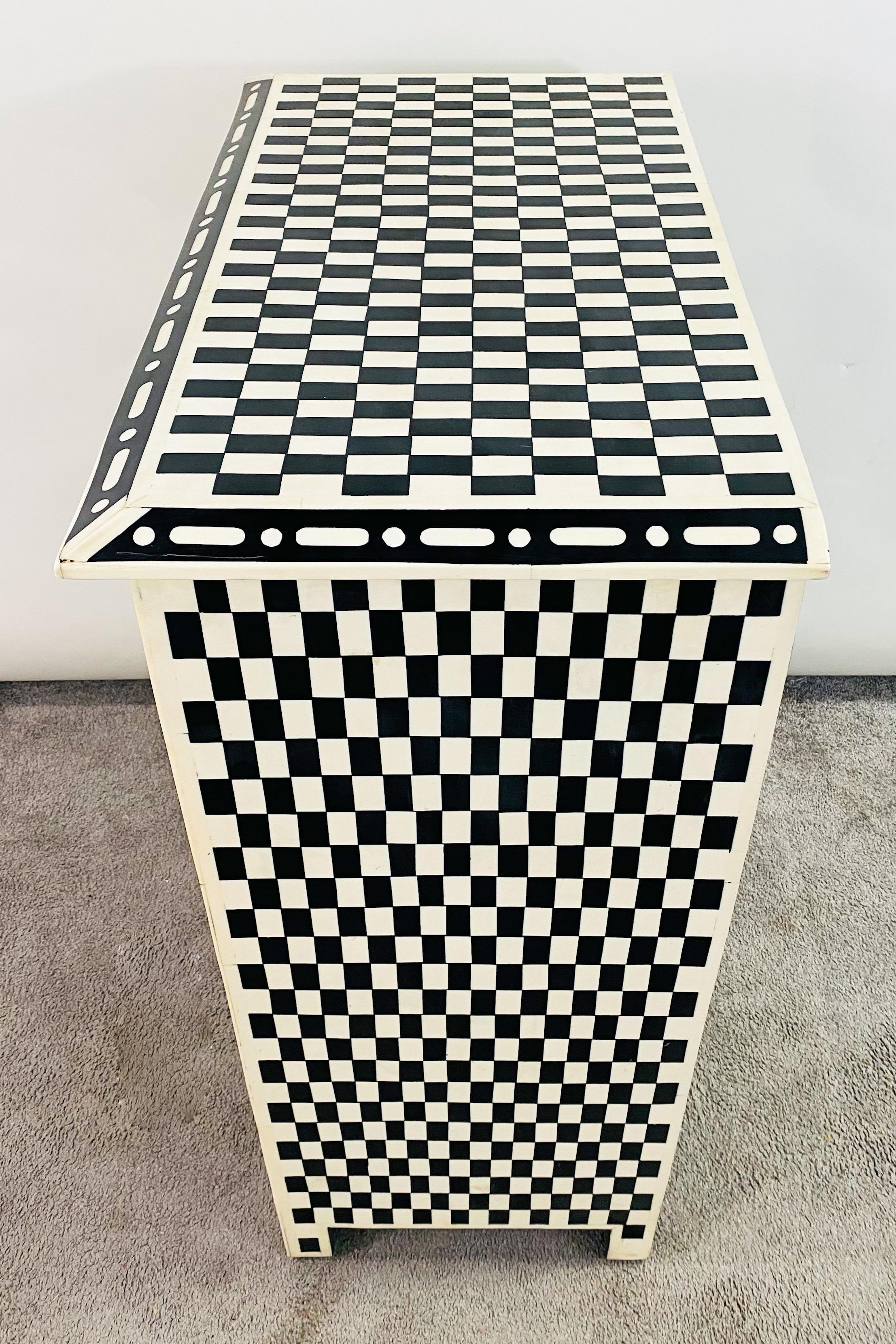 Art Deco Style Black and White Checkers Design Dresser, Chest or Commode For Sale 6