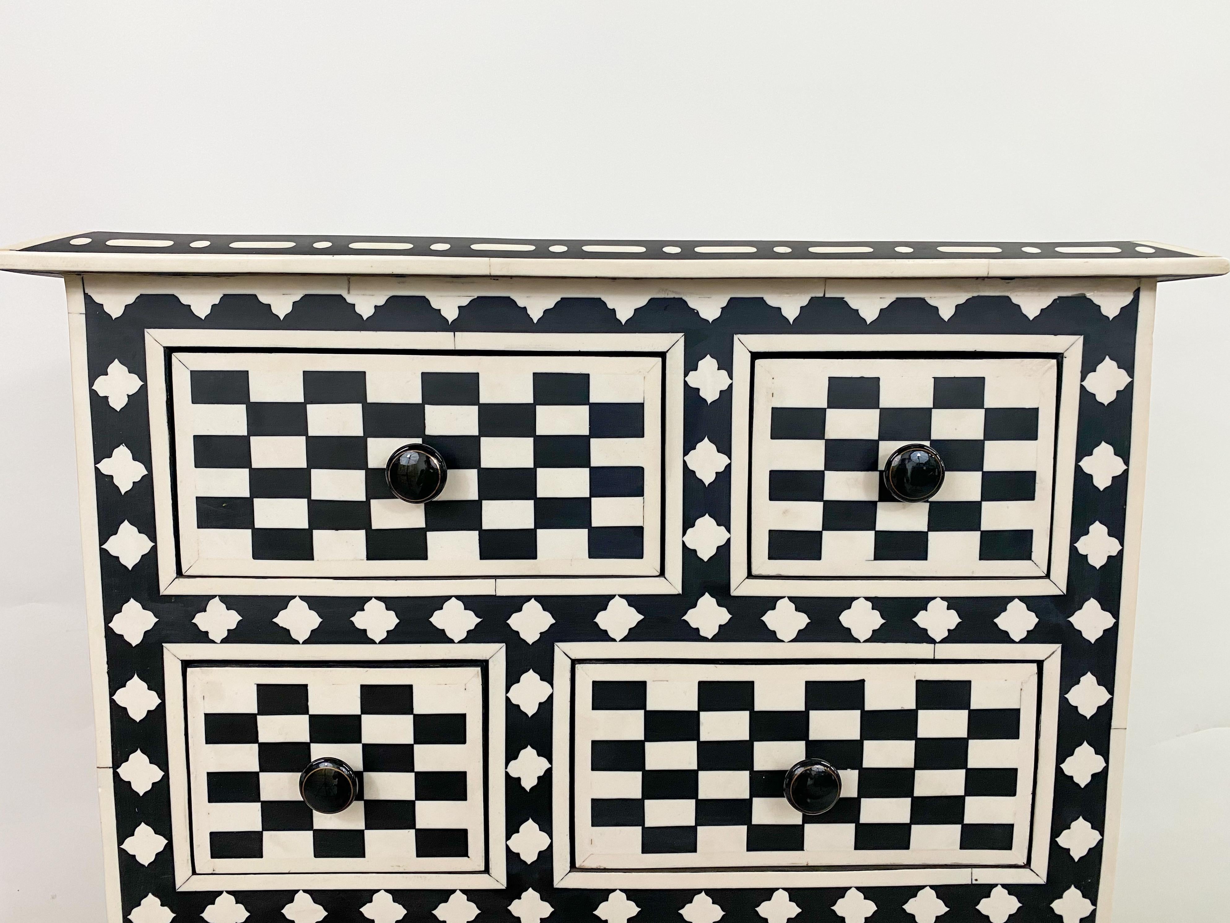 Art Deco Style Black and White Checkers Design Dresser, Chest or Commode For Sale 10