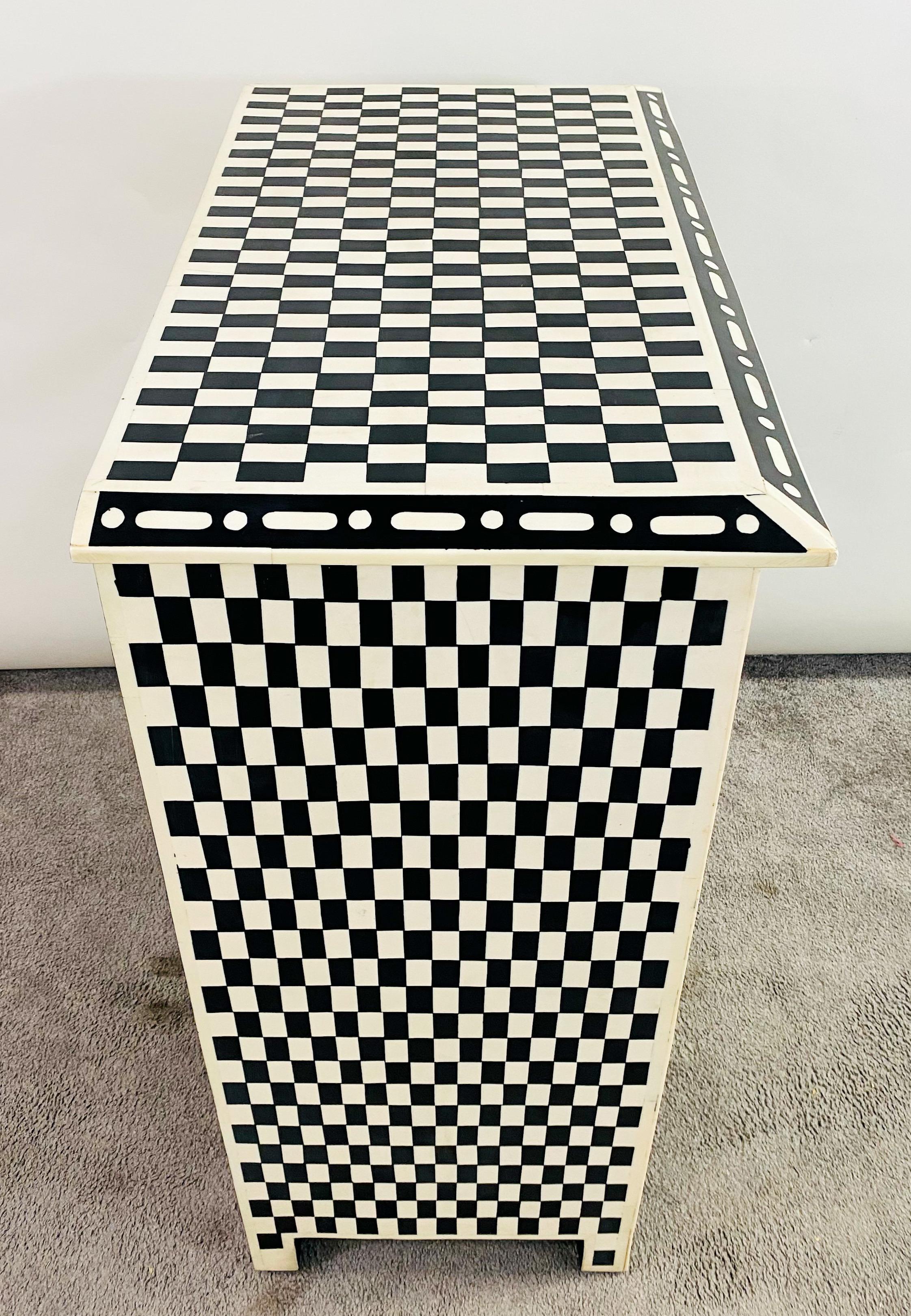 Art Deco Style Black and White Checkers Design Dresser, Chest or Commode For Sale 2