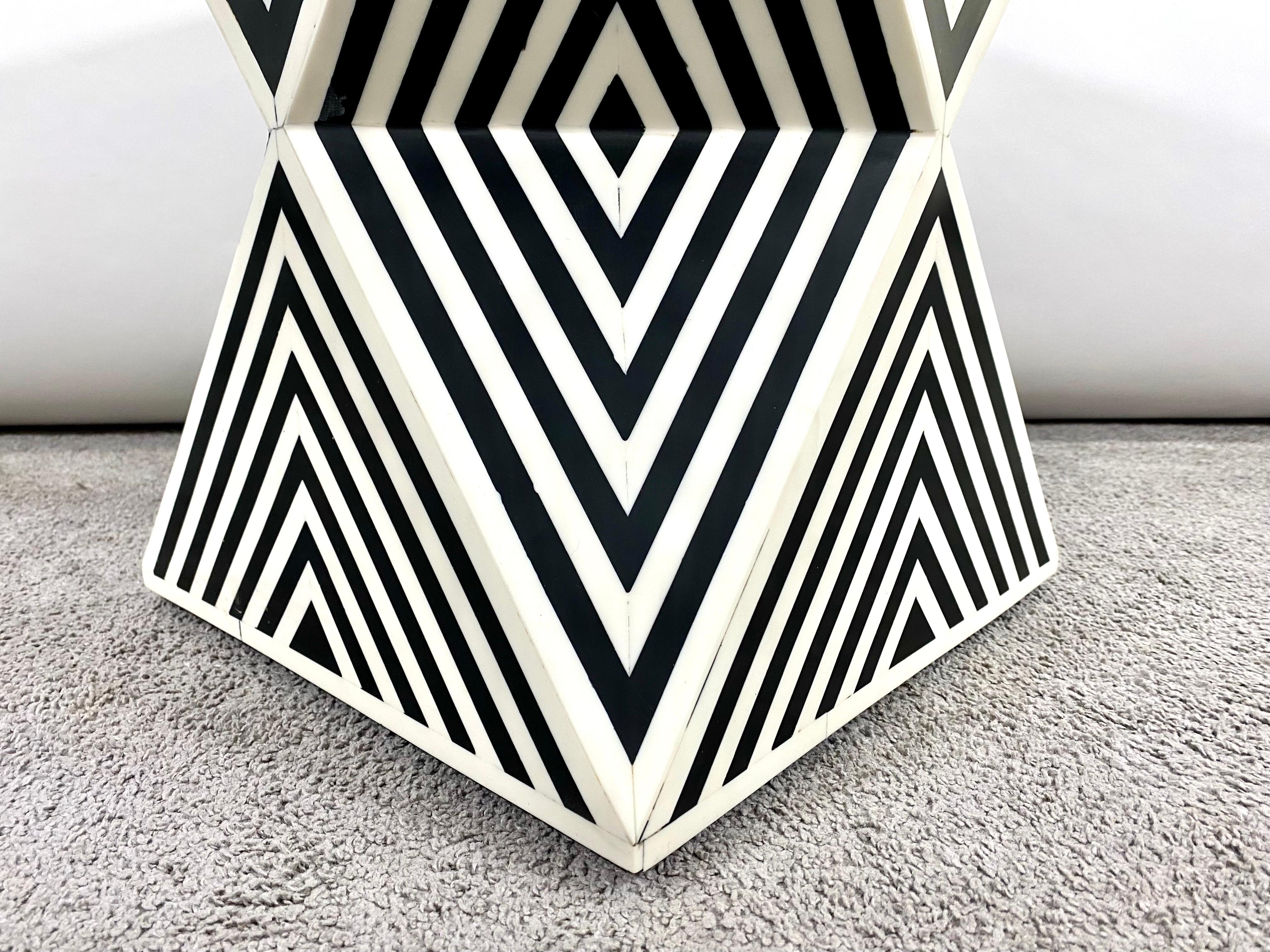 Art Deco Style Black and White Resin Sculptural Side, End Table or Stool 6