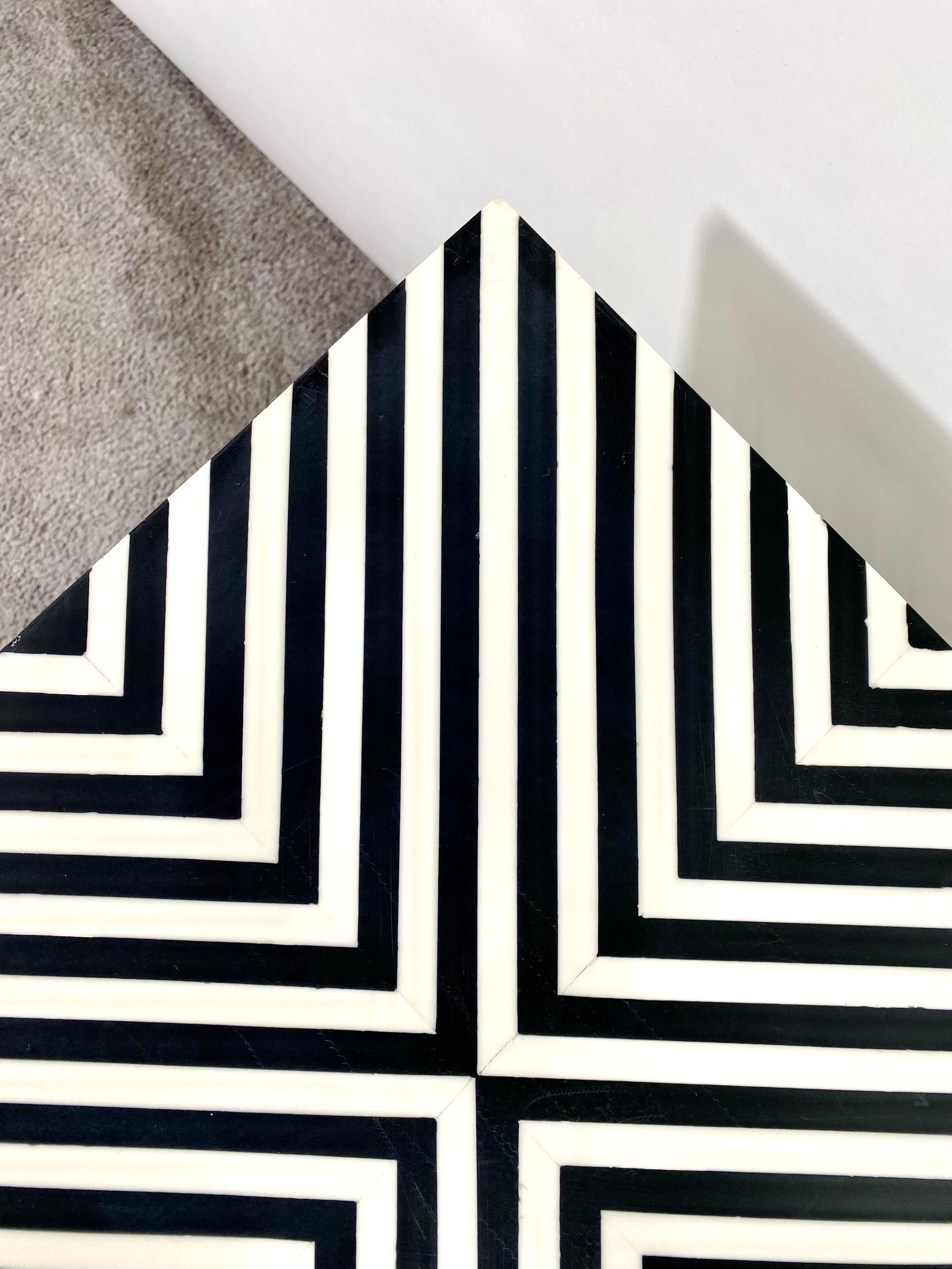 Art Deco Style Black and White Resin Sculptural Side, End Table or Stool 7