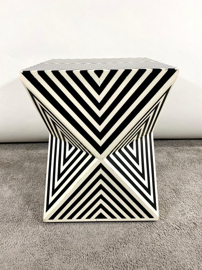 Art Deco Style Black and White Resin Sculptural Side, End Table or ...