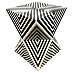 Art Deco Style Black and White Resin Sculptural Side, End Table or Stool