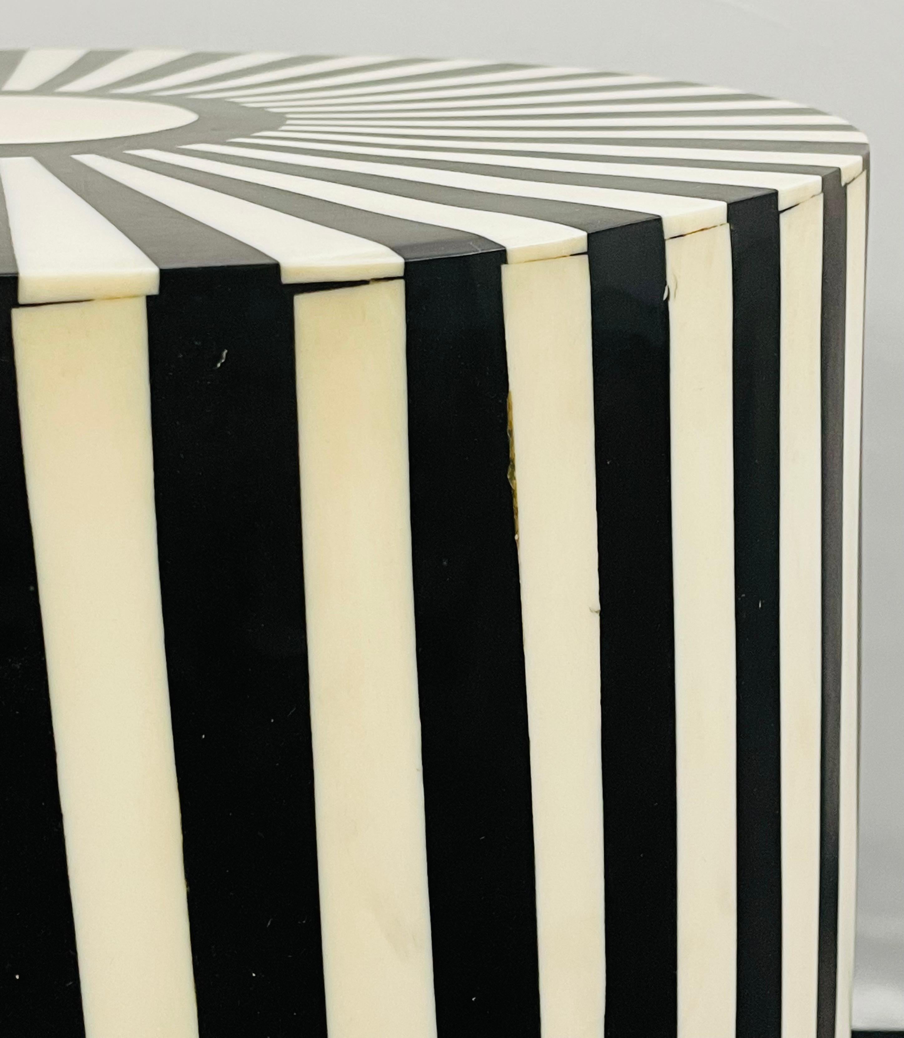 Art Deco Style Black and White Resin Side, End Table or Stool, a Pair 2