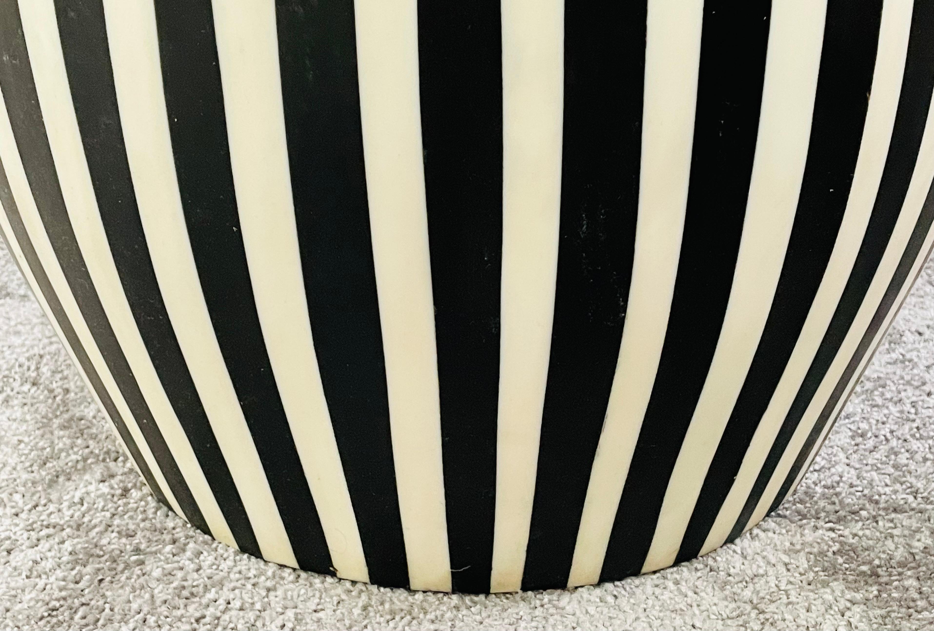 Art Deco Style Black and White Resin Side, End Table or Stool, a Pair 4