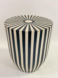 Art Deco Style Black and White Resin Side, End Table or Stool, a Pair