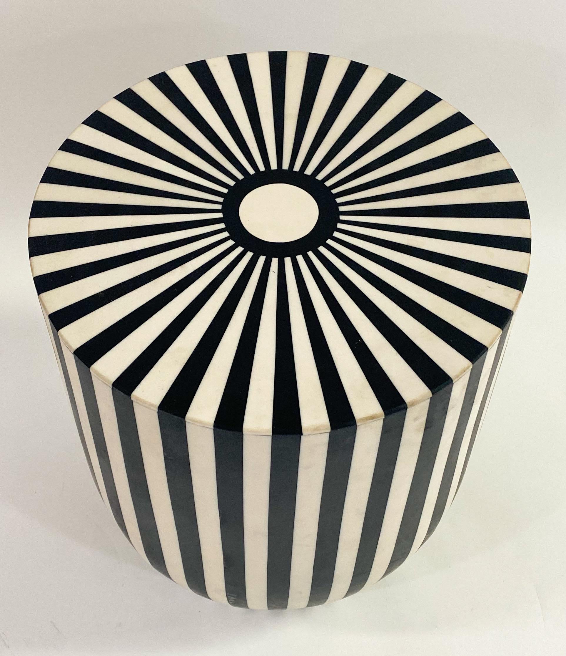 black and white stripe side table