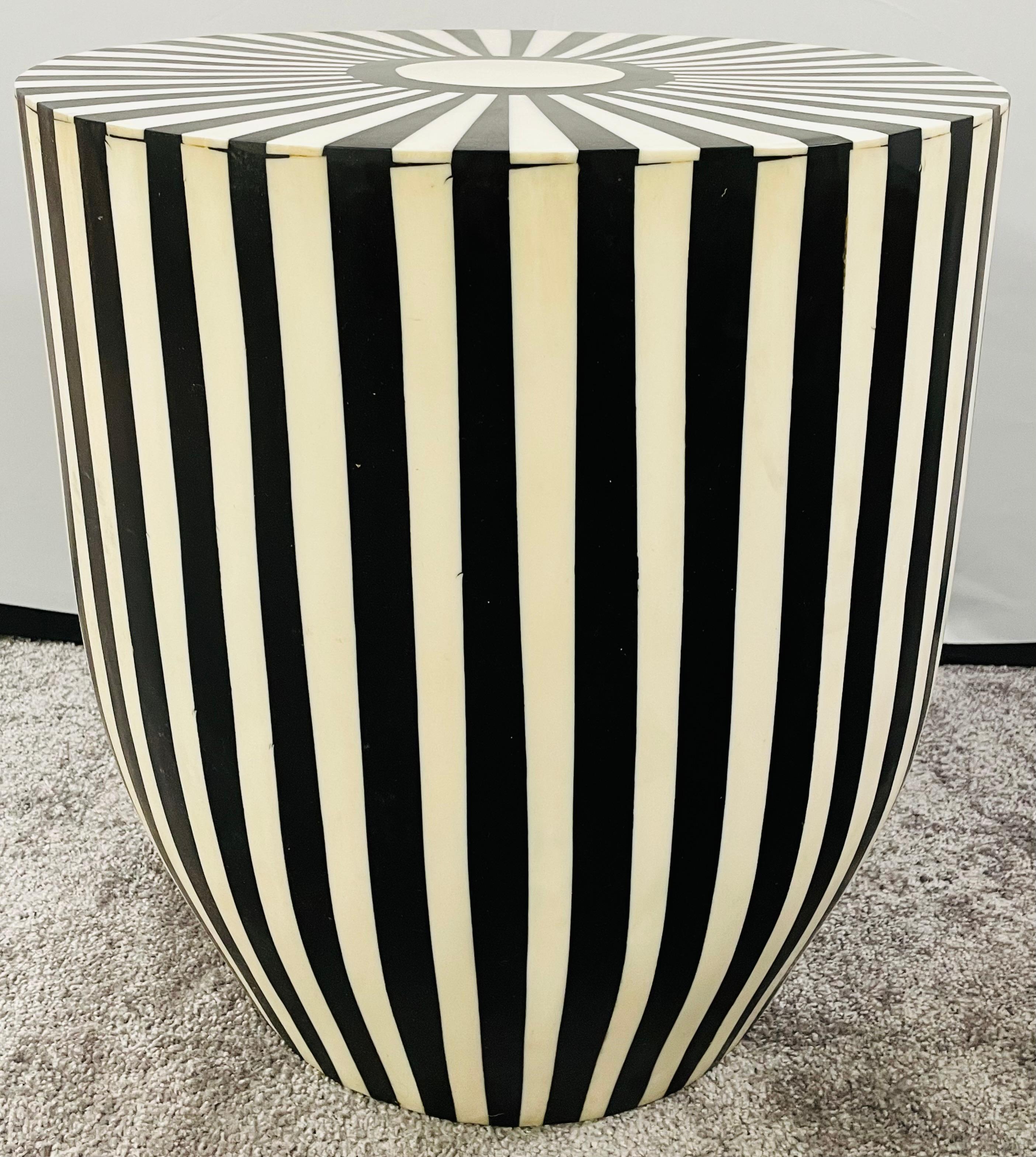 20th Century Art Deco Style Black and White Resin Side, End Table or Stool, a Pair