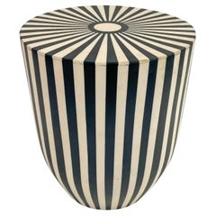 Used Art Deco Style Black and White Resin Side, End Table or Stool