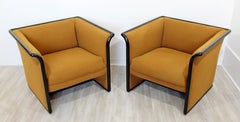 Art Deco Style Black & Brown Mohair Sofa & Pair of Chairs Ward Bennett Brickell