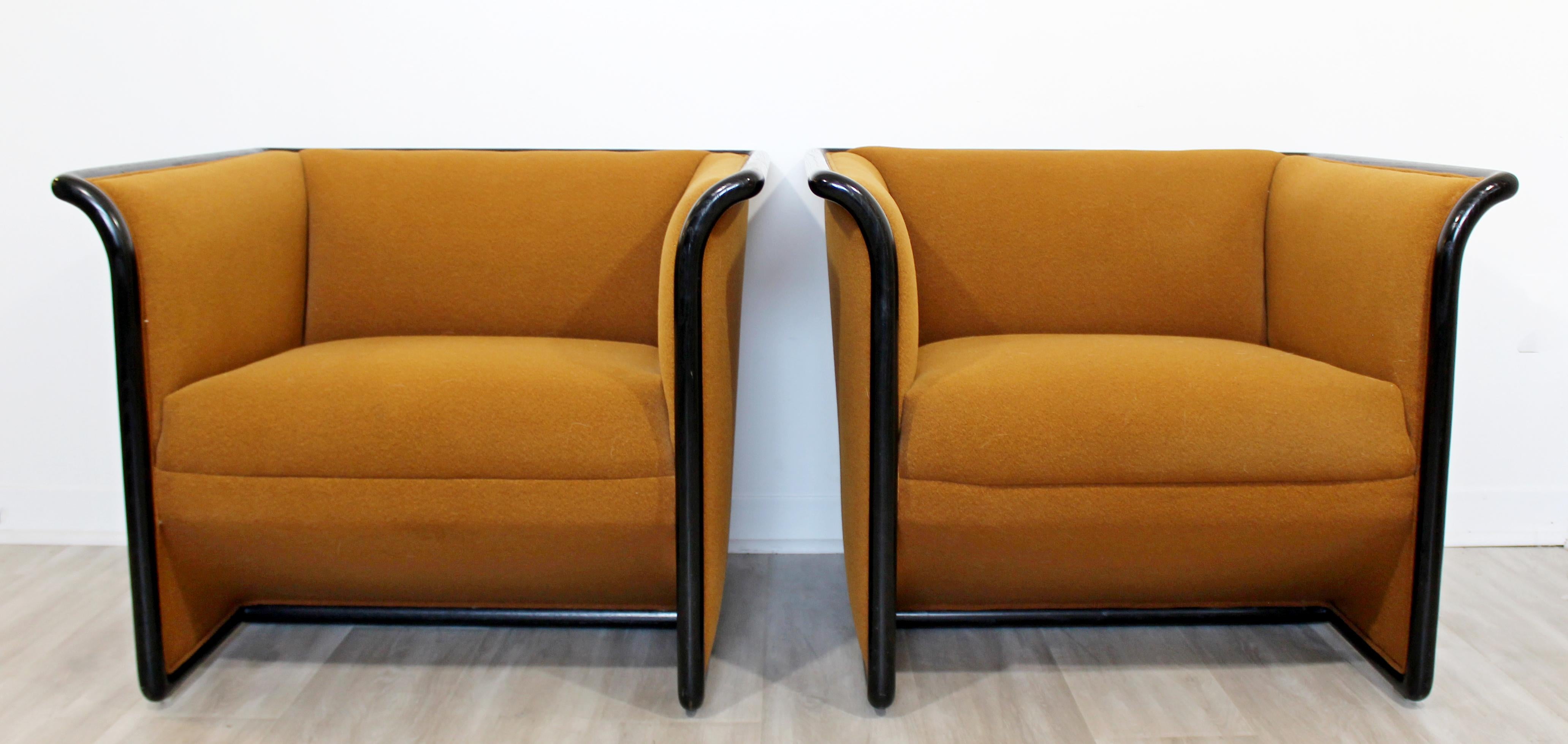 Art Deco Style Black & Brown Mohair Sofa & Pair of Chairs Ward Bennett Brickell 1