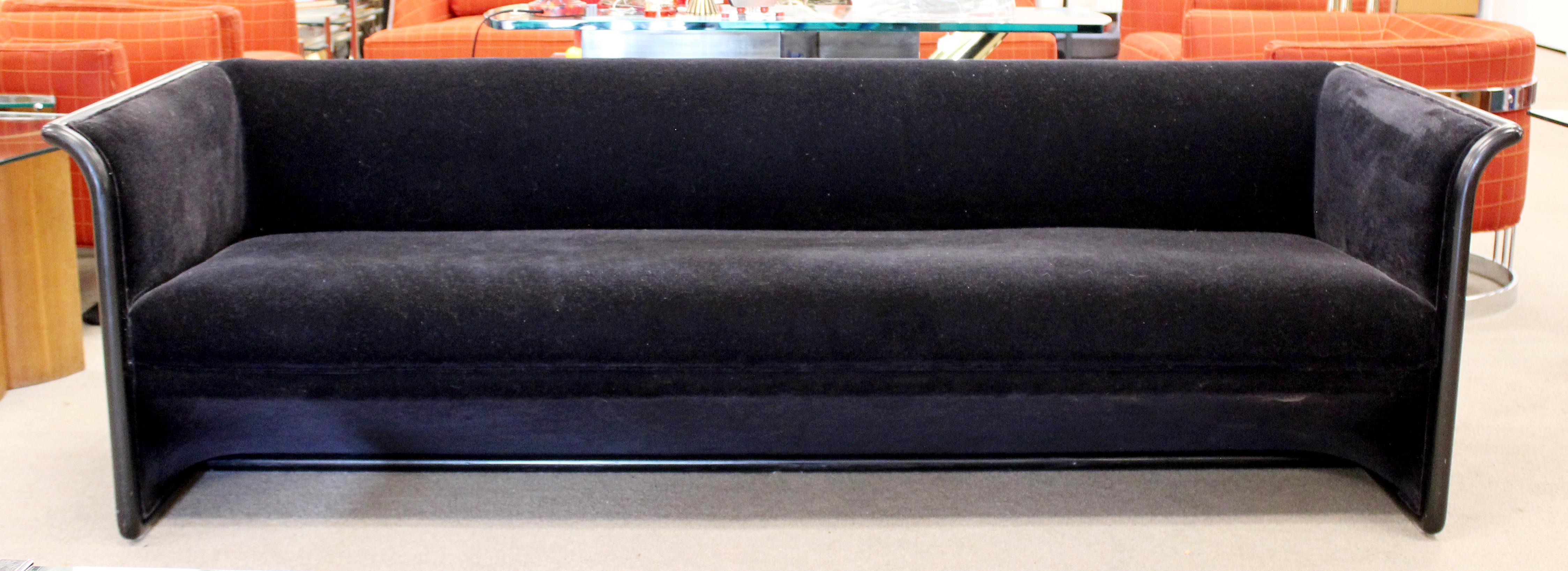 Art Deco Style Black & Brown Mohair Sofa & Pair of Chairs Ward Bennett Brickell 2
