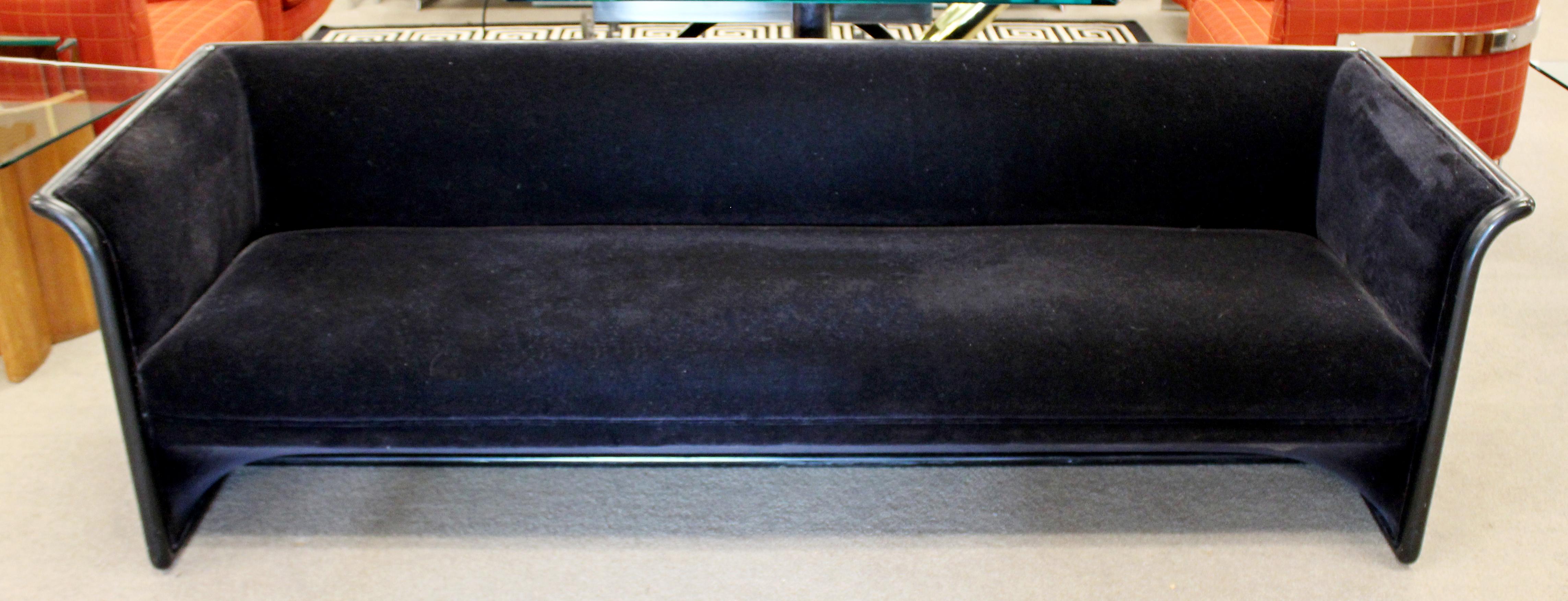 Art Deco Style Black & Brown Mohair Sofa & Pair of Chairs Ward Bennett Brickell 3