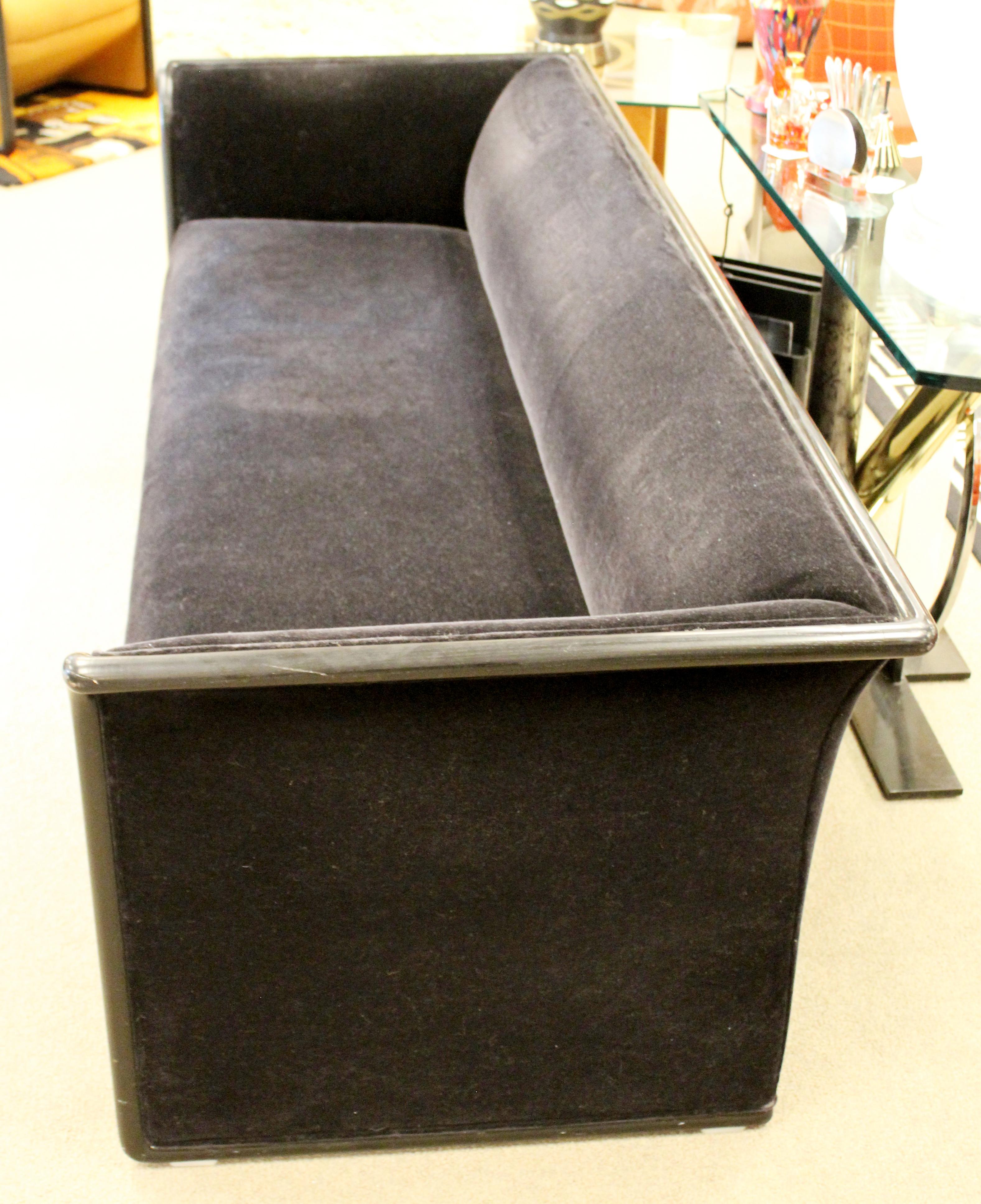 Art Deco Style Black & Brown Mohair Sofa & Pair of Chairs Ward Bennett Brickell 4