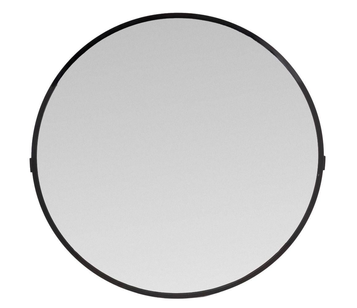 Miroir circulaire noir de style Art Déco. Plaque de miroir : 44,5