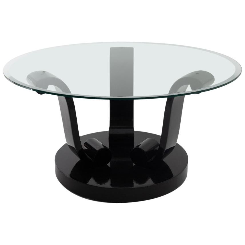 Art Deco Style Black Lacquer Base Coctail Table