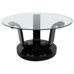 Art Deco Style Black Lacquer Base Coctail Table