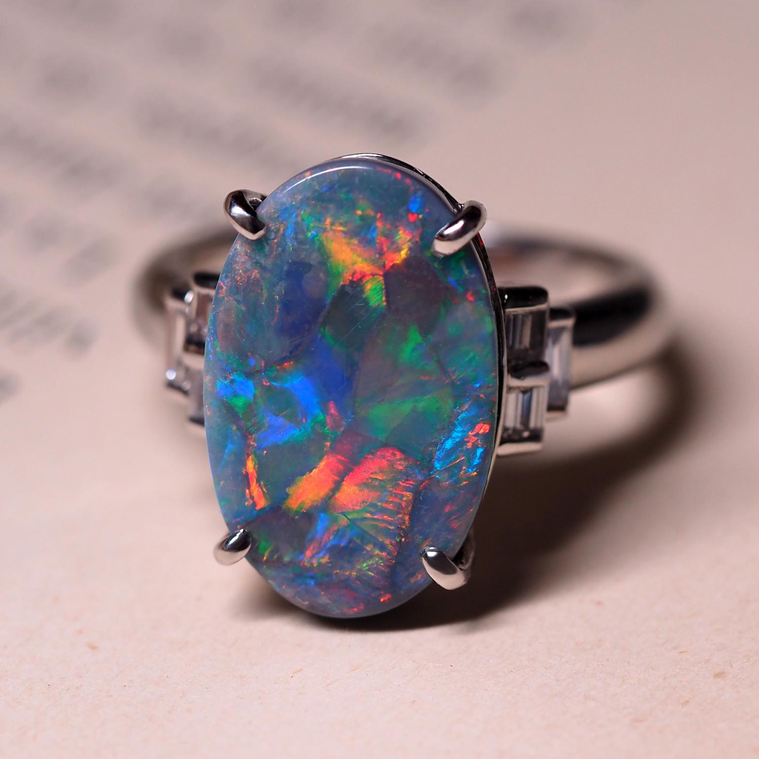 opal and platinum ring