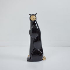 Art Deco Style Black Panther with Brass Details