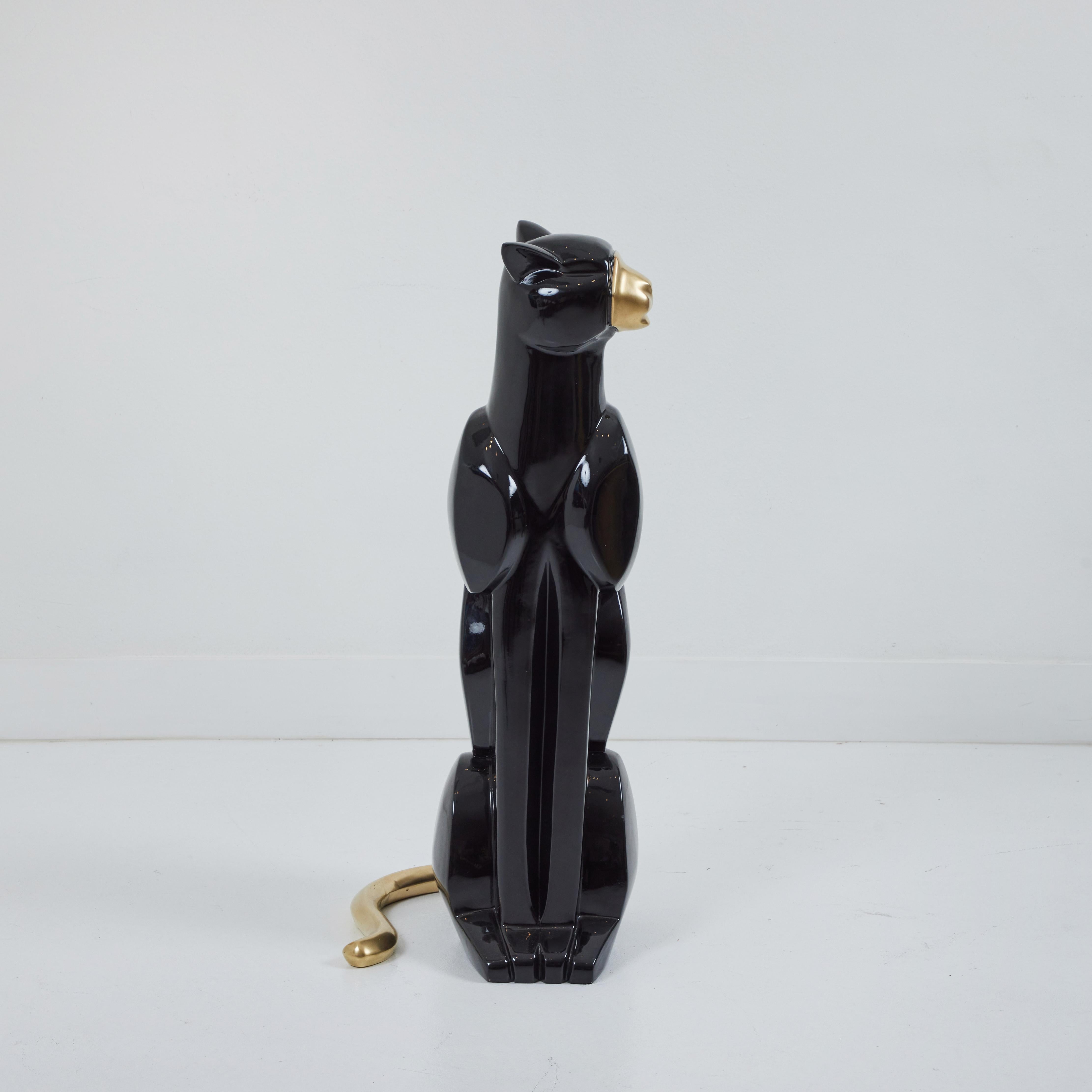 Américain Panthère noire de style Art Déco avec détails en laiton en vente