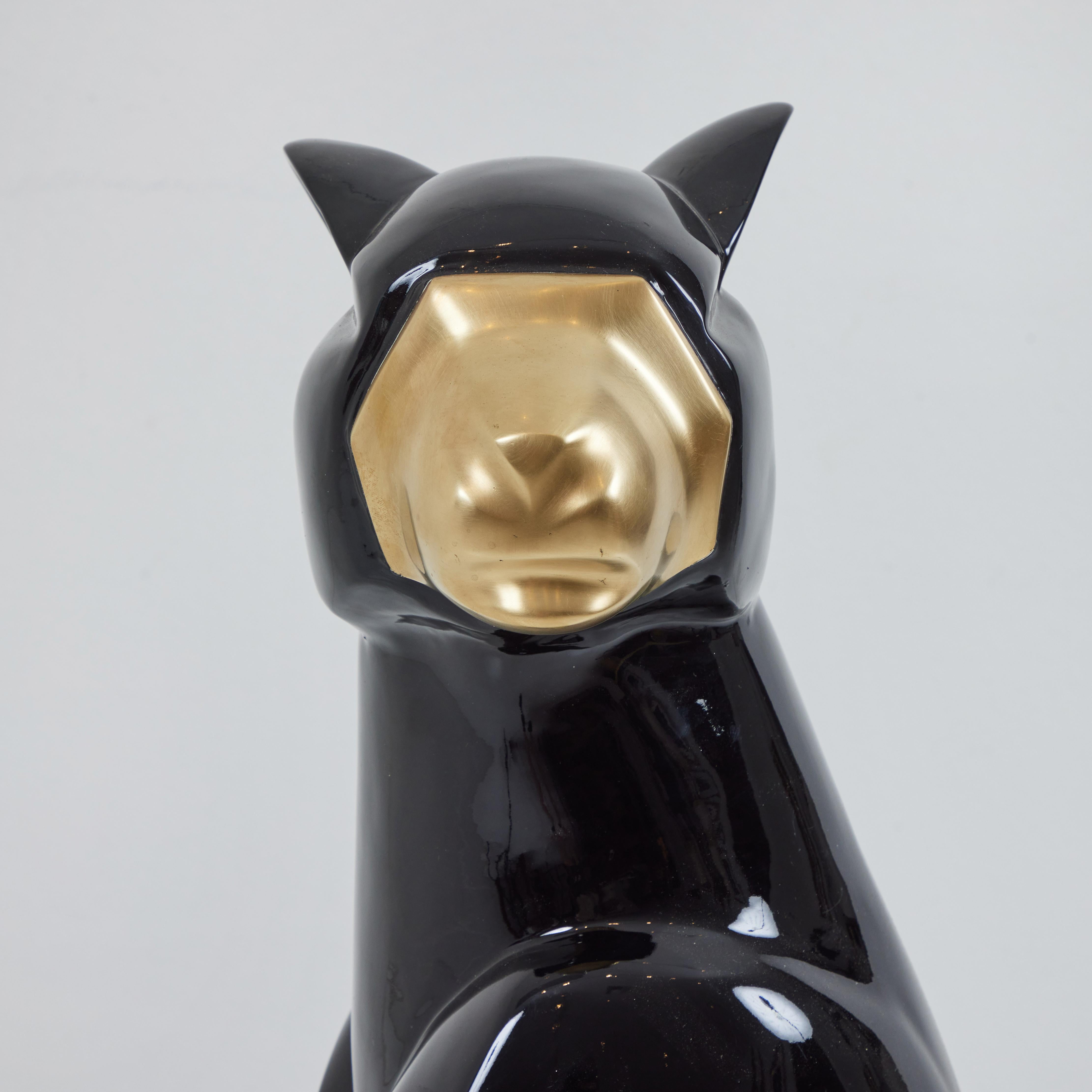 Art Deco Style Black Panther with Brass Details For Sale 1
