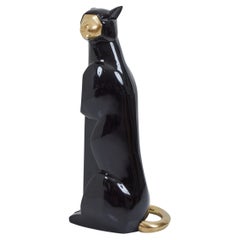 Retro Art Deco Style Black Panther with Brass Details