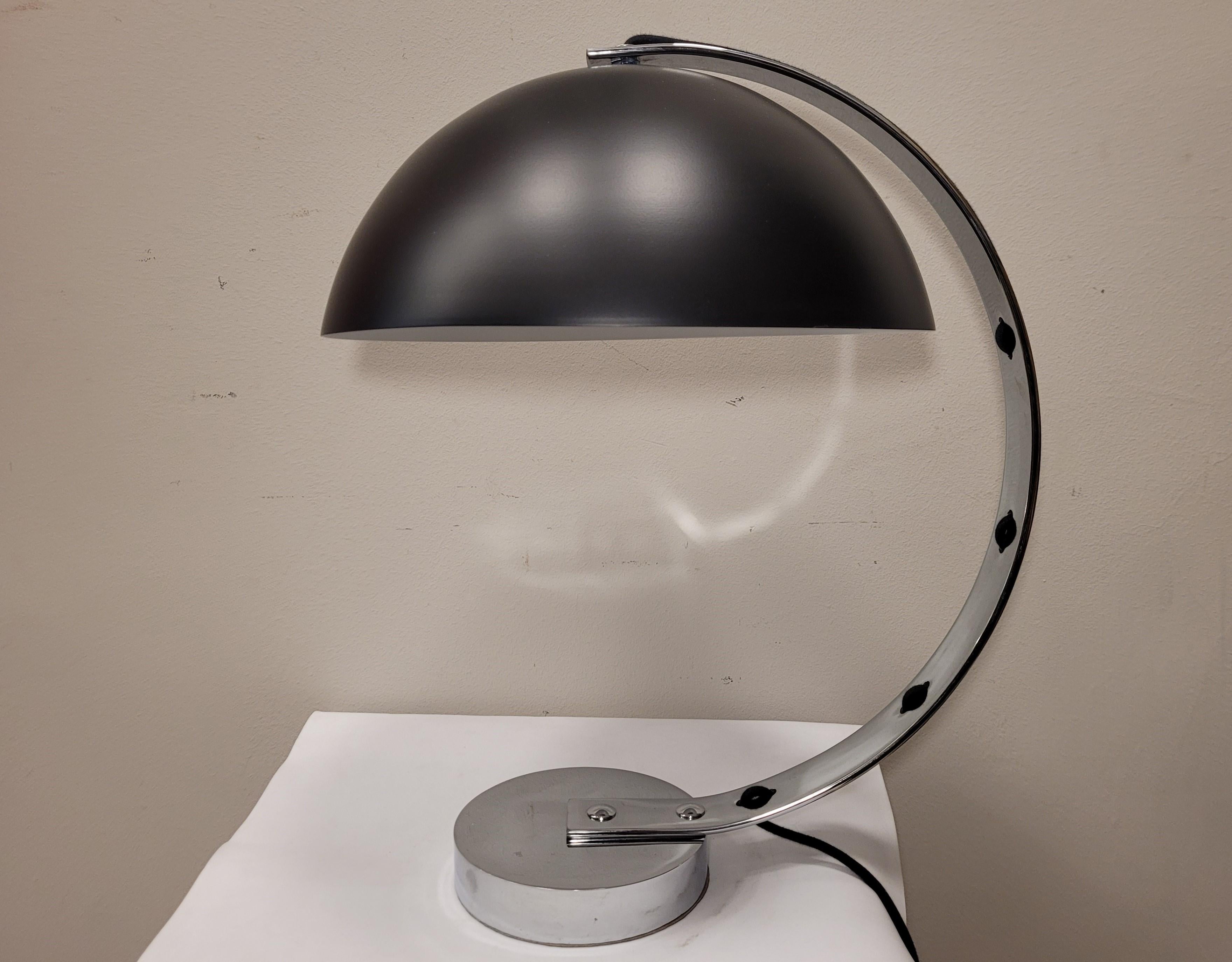 English Art Deco Style Black Table Lamp, England Desk Lamp, Aluminum, Steel
