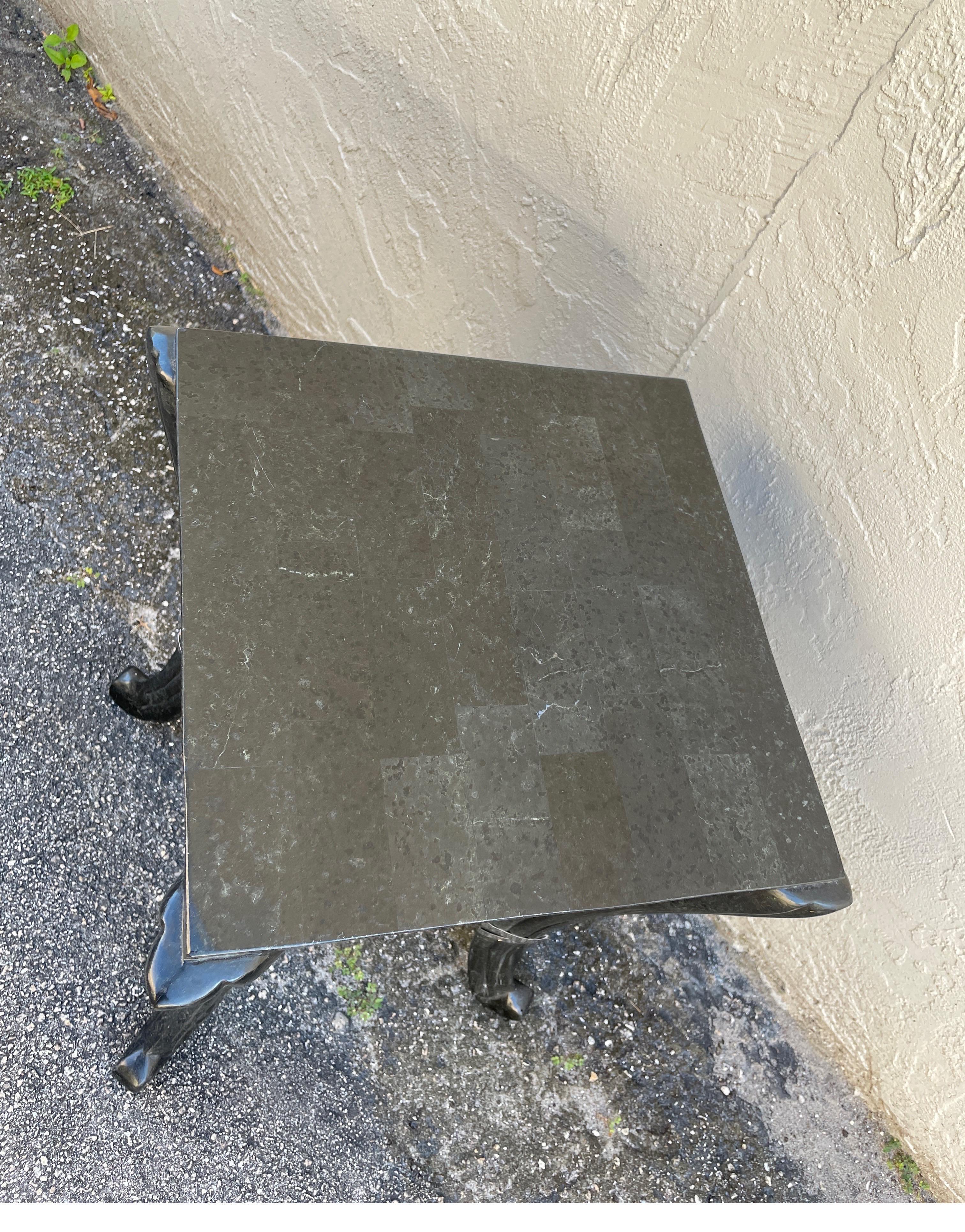  Black Tessellated Marble Side Table in the Art Deco Style For Sale 7