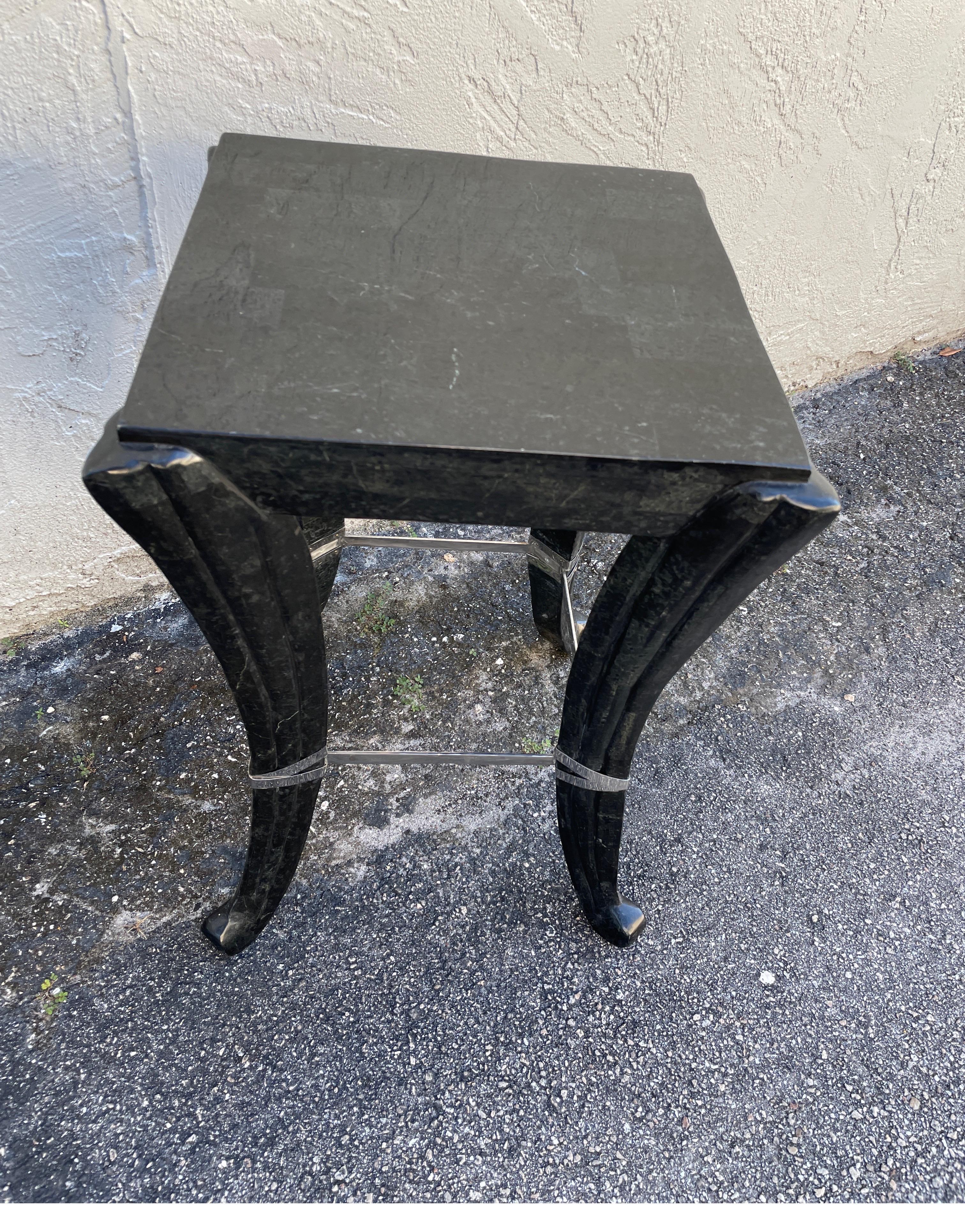  Black Tessellated Marble Side Table in the Art Deco Style For Sale 8