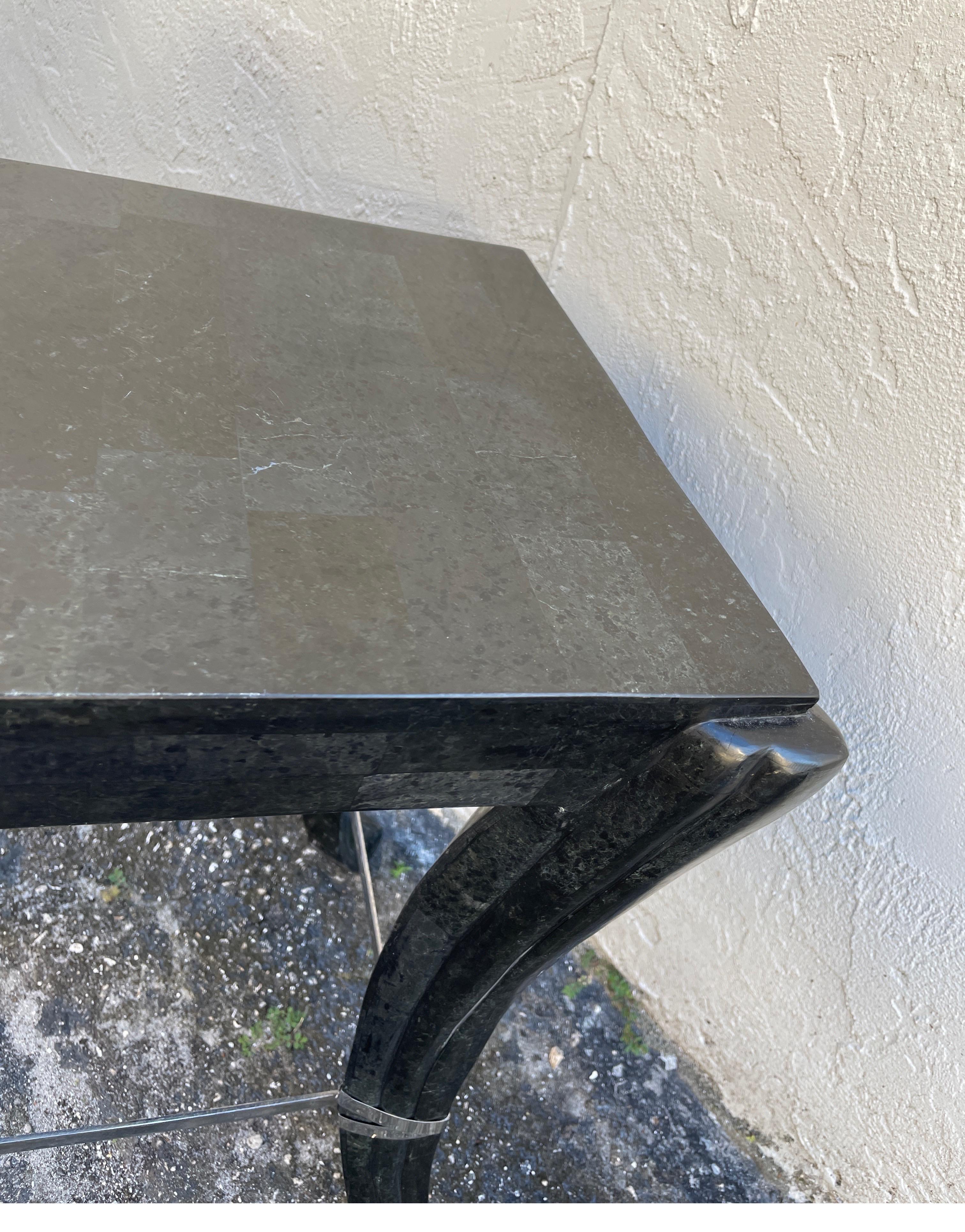 Black Tessellated Marble Side Table in the Art Deco Style For Sale 5
