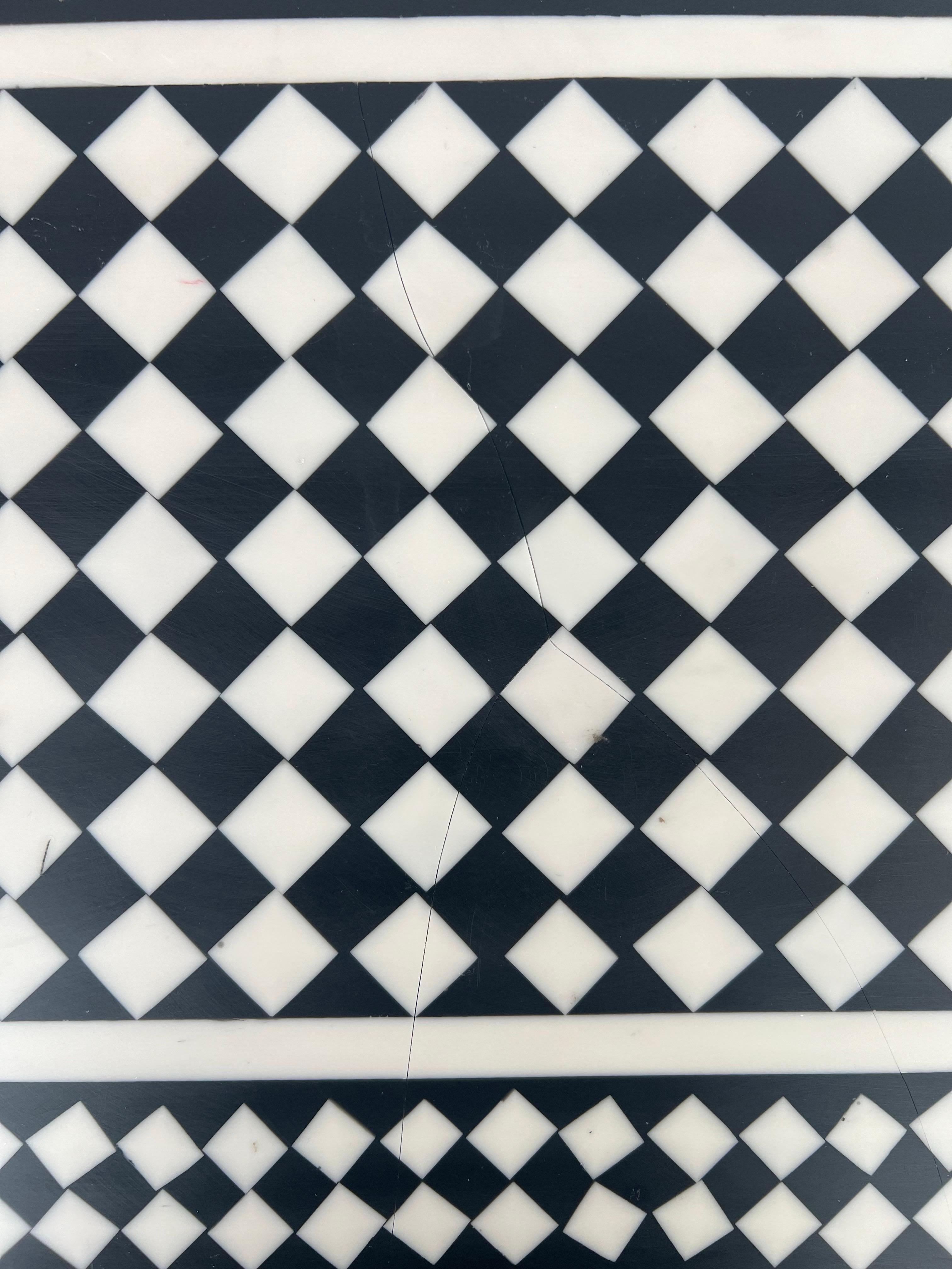 Art Deco Style Black & White Resin Console Table in Diamond Pattern For Sale 10