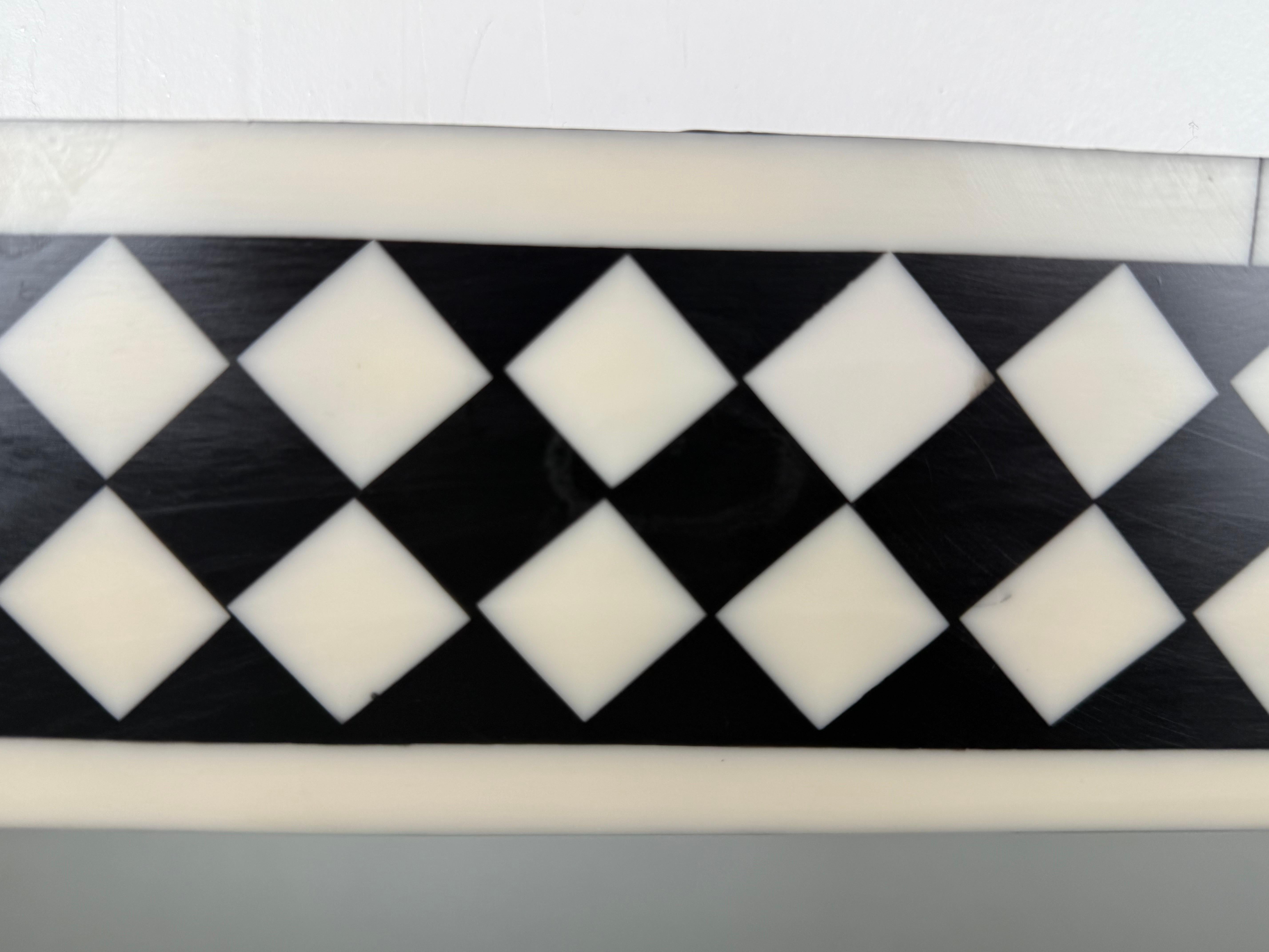 Art Deco Style Black & White Resin Diamond Design Wall, Table or Mantel Mirror For Sale 6