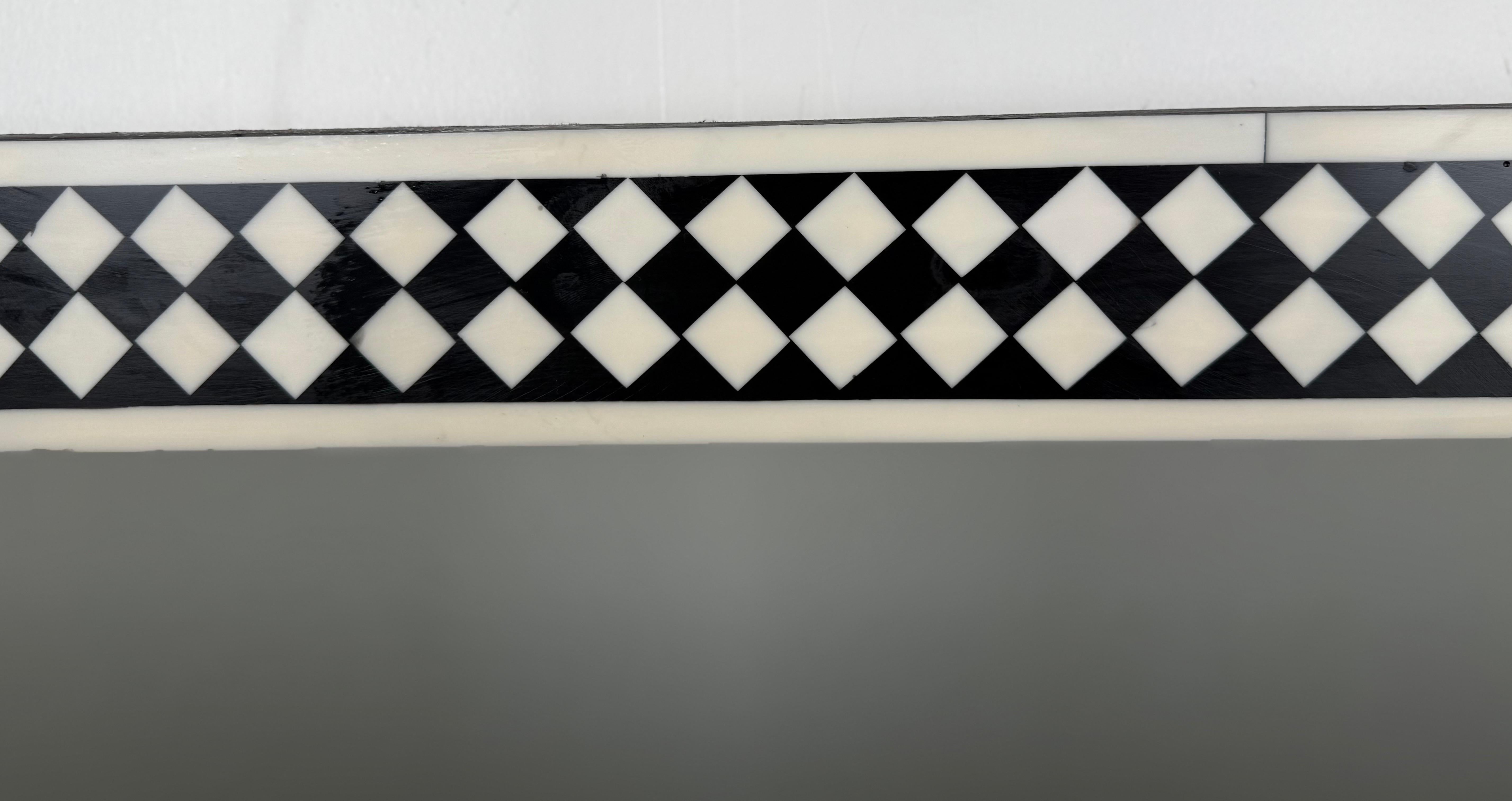 Art Deco Style Black & White Resin Diamond Design Wall, Table or Mantel Mirror For Sale 8