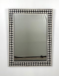 Espejo de pared, mesa o repisa de estilo Art Decó con diseño de diamantes de resina en blanco y negro