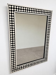 Art Deco Style Black & White Resin Diamond Design Wall, Table or Mantel Mirror